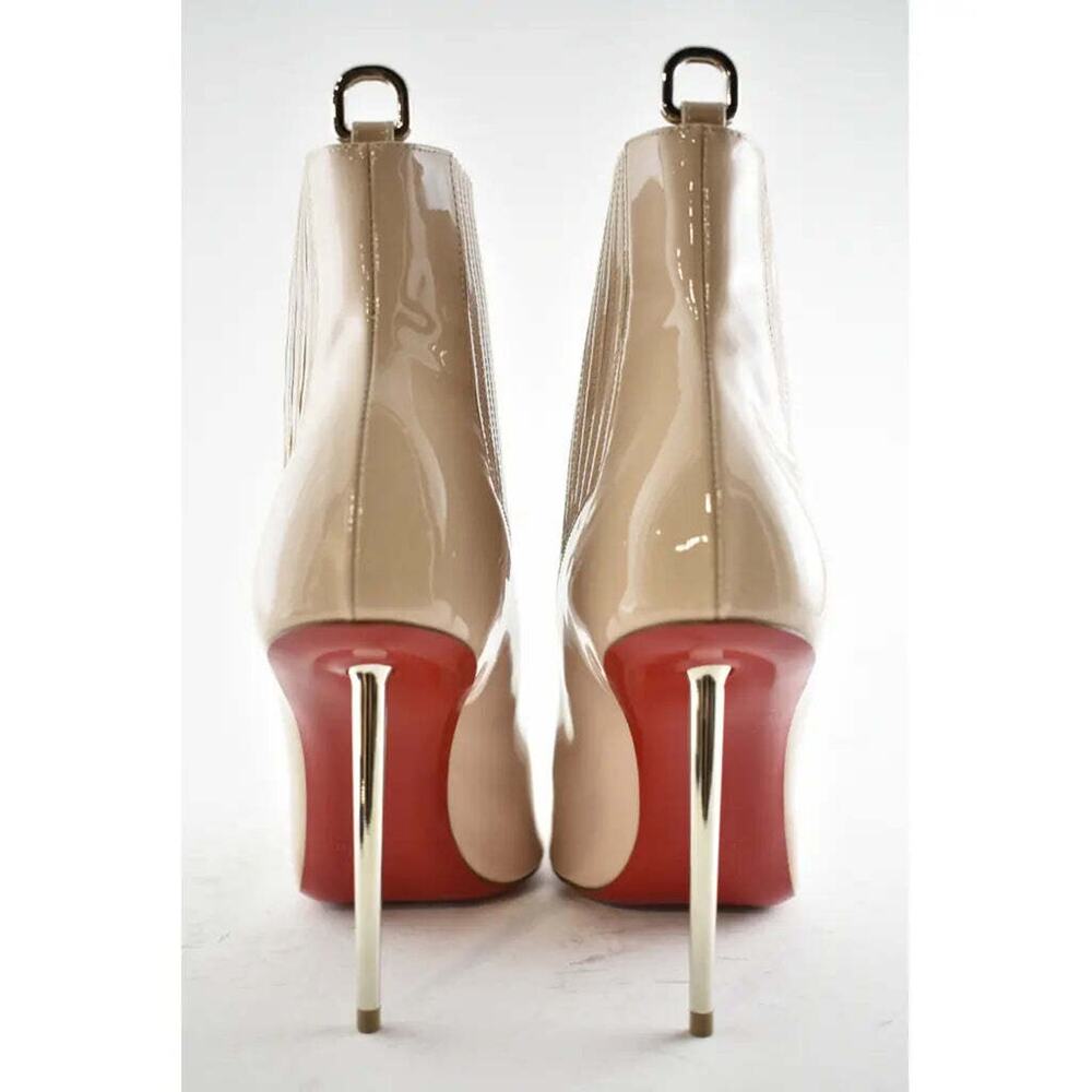 Christian Louboutin Epic Boot 100 Nude Patent Stiletto Heel Ankle Bootie 37 - Picture 10 of 11